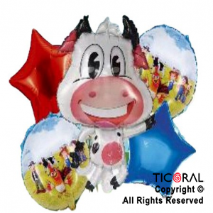 SET DE GLOBOS METALIZADO VACA LOLA 5 UNIDADES X 1